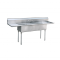 New Commercial Triple Sink with Drainboards Model MRSA-3-D - temporarily out of stock